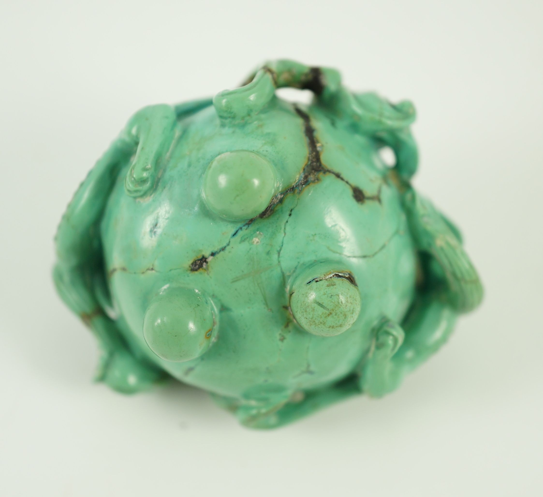 A small Chinese turquoise matrix waterpot, 18th/19th century 5.3 cm wide